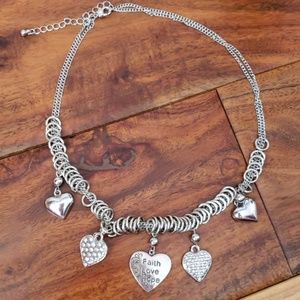 Heart engraved charm necklace